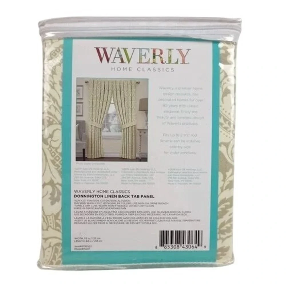 Waverly Donnington Curtain Panel 52x84 Linen New Damask Cotton Back Tab